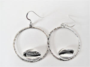 Cast Cowrie Circle Earrings