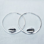 Load image into Gallery viewer, Cowrie  Hoops - 55mm
