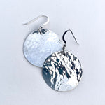 Load image into Gallery viewer, Burnished silver disc earrings
