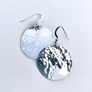 Burnished silver disc earrings