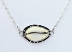 Load image into Gallery viewer, Cowrie Shell with Oxidised Edge Pendant
