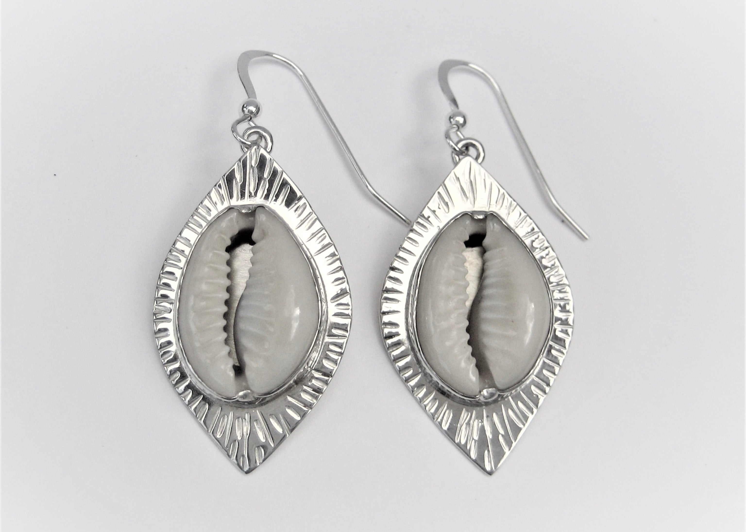 Cowrie with textured edge earrings
