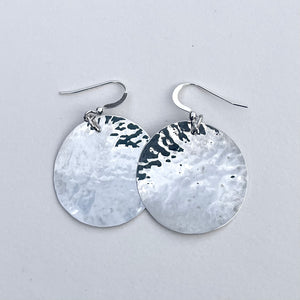 Burnished silver disc earrings